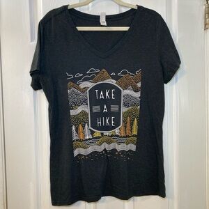 Take A Hike Graphic V-Neck Tee - Black Women Size XL